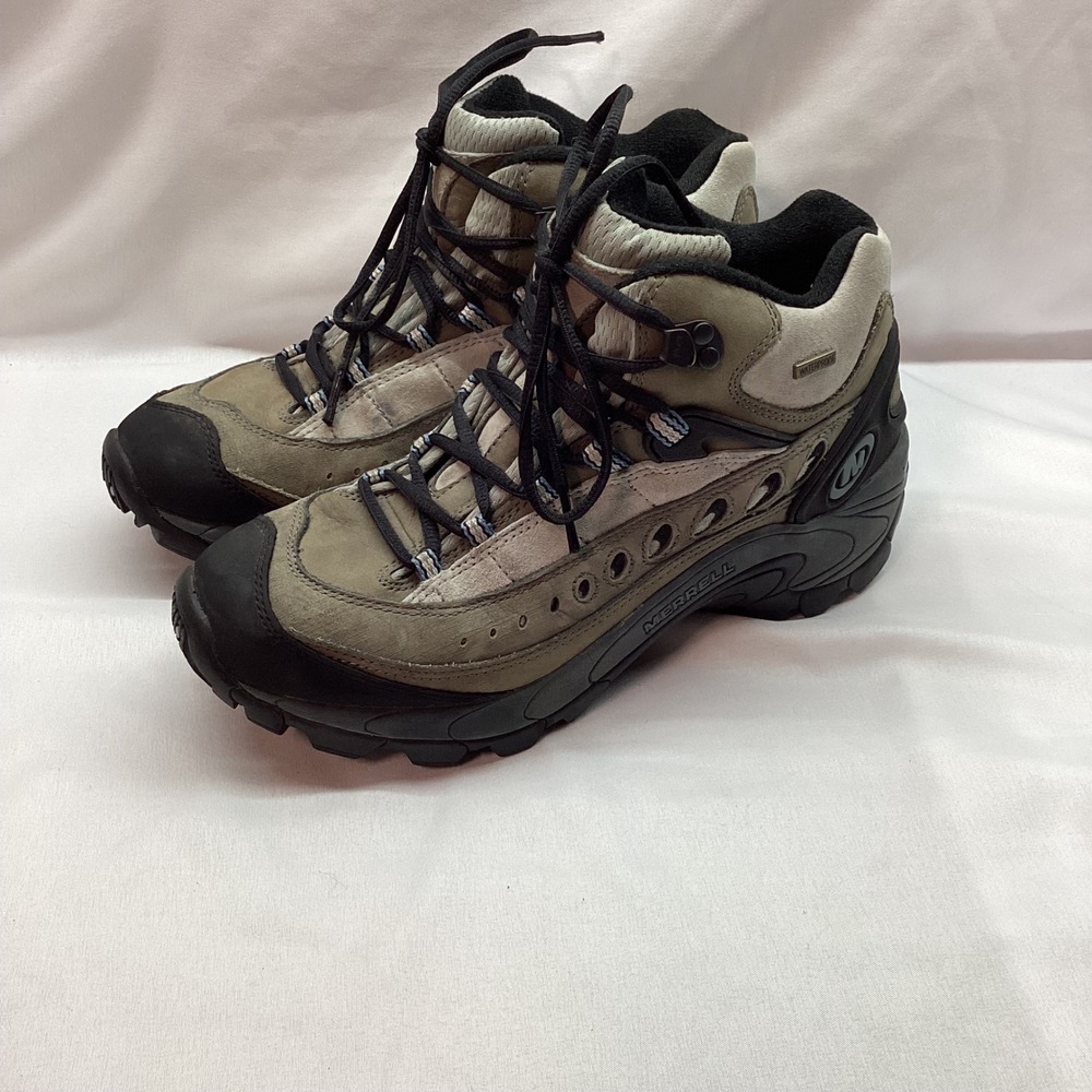 Merrell Pulse Mid Waterproof Hiking Boots Womens 9 Shale Grey Suede Gorpcore